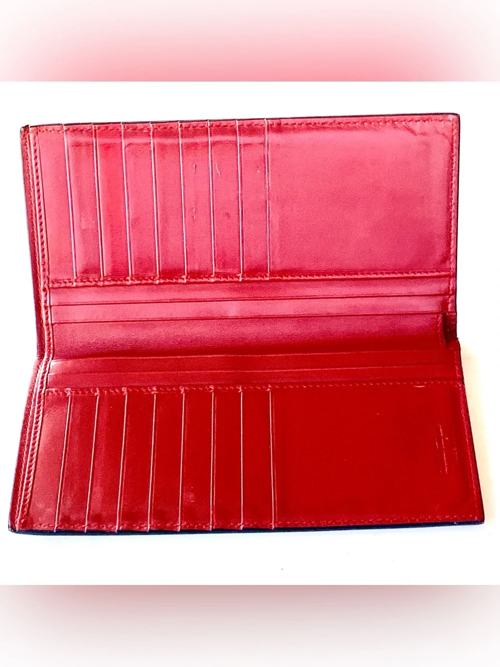 SALVATORE FERRAGAMO Black SILVER GANCINI Logo Print LONG Wallet MENS RED